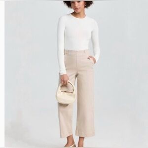 Spanx stretch Twill cropped Beige wide leg pants size M